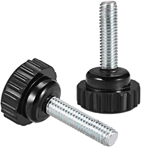 uxcell M6 x 30mm Metric Male Thread Knurled Clamping Knobs, 5 Pcs Black Grip Thumb Screw