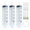 3 Pack 250ml Syringes with 55.1” Tube and 14G Needle 1.5”, Sterile Syringe with Cap for Scientific Labs
