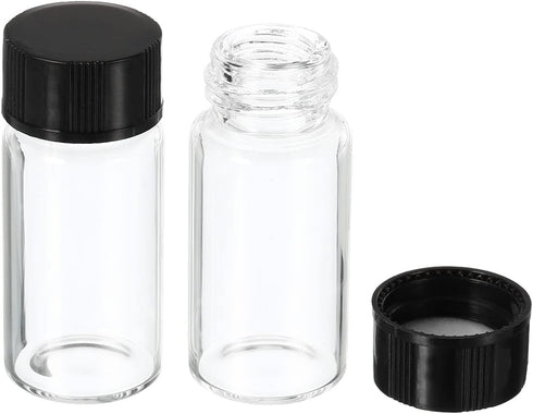 PATIKIL 10 Pack 5mL Reagent Media Bottles, Round Glass Storage Bottles with Plastic Screw Cap for Lab Home, Clear