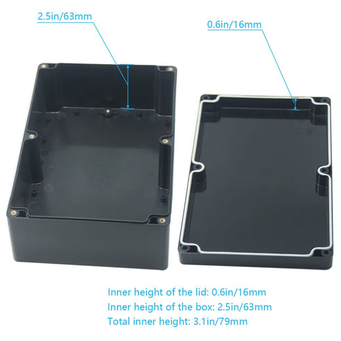 Zulkit Junction Box, IP65 Waterproof Dustproof ABS Plastic Electrical Boxes Electronic Enclosure Black 9.1 x 5.9 x 3.4