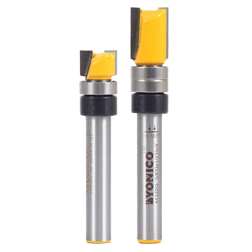 YONICO Router Bits Pattern Bit Flush Trim Set 2 Bit 3/8-Inch Diameter