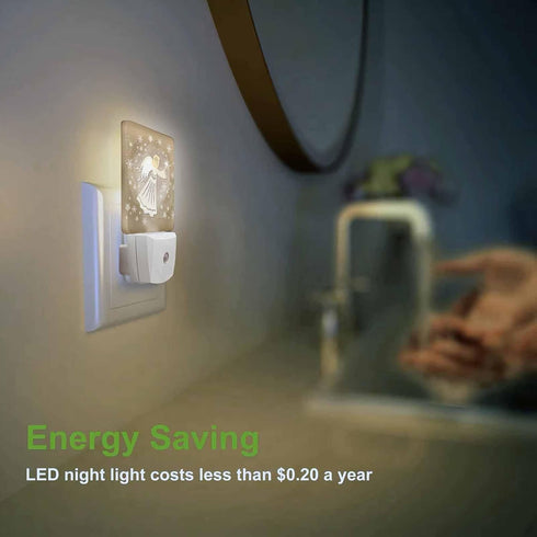 Chrobak LED Night Light,Star Sky Snowflake Glowing Angel LED Night Light Plug into Wall with Dusk to Dawn Light Sensor