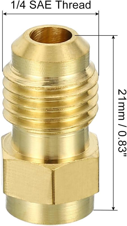 PATIKIL 4 Pack 1/4 SAE Male Thread Brass Flare Tube Fitting, Pipe Adapter Connector for Plumbing HVAC Air Conditioner