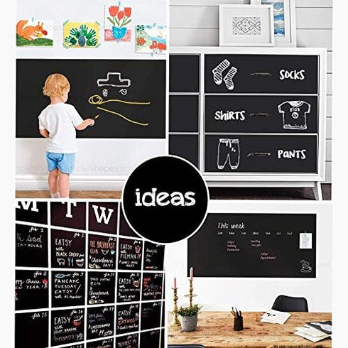 Chalkboard Contact Paper Roll - 17.3” x 78.7” with 5 Chalks Included - Self Adhesive Removable Blackboard Sticker