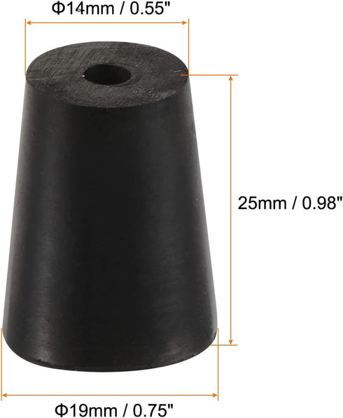 MECCANIXITY Rubber Tapered Plug 14mm to 19mm with Hole Test Tubes Bungs Stopper Black for Lab Home 10 Pieces