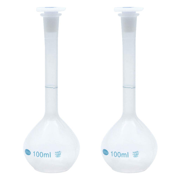 Sscon 2Pcs 100ml Plastic Lab Volumetric Measuring Flasks with Snap Caps
