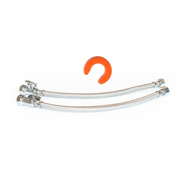 1/2x16" Faucet Water Supply Hose Kit with Quarter Turn Valve, Lead-Free Brass Fitting for Copper, PEX, CPVC