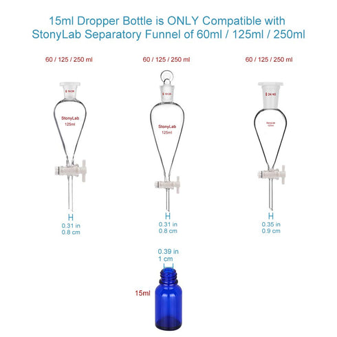 stonylab 15ml (0.5 oz) 4-Pack Cobalt Glass Dropper Bottles, Blue Empty Glass with Dropper and Label