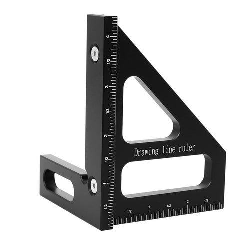 Imperial 3D Multi-Angle Measuring Ruler - 45/90 Degree Aluminum Alloy Woodworking Square Protractor, Miter Triangle