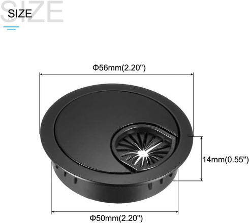 Cable Cord Grommet (50mm/1.97") 1Pcs, Zinc Alloy Round Cable Hole Cover Wire Organizer - for Home Desk Cable Wire Management, Black
