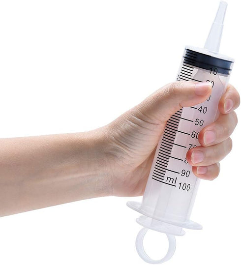 5 Pack 100ml Syringes with Tip Adapters, Large Garden Syringe for Labs