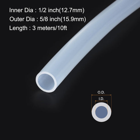 10ft 1/2" ID x 5/8" OD Silicone Tubing Clear 12.7mm x 15.9mm Industrial Plastic Tubing Pure Silicone Hoses for Pump Siphoning Draining Irrigation Brewing