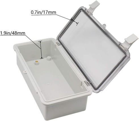 Zulkit Junction Box, ABS Plastic Dustproof Waterproof IP65 Electrical Box with Hinged Shell and Clear Cover