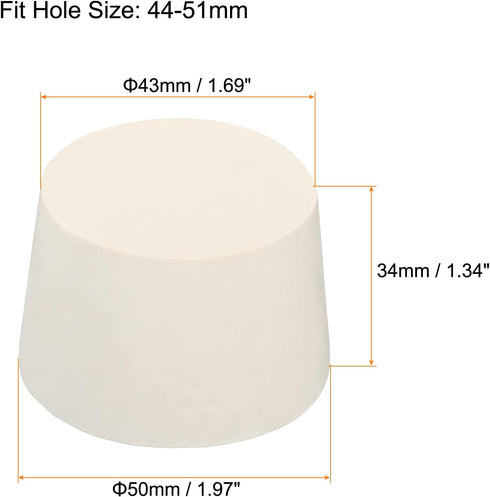 MECCANIXITY Rubber Tapered Plug 43mm to 50mm Solid Test Tubes Bungs Stopper White for Lab Home 4 Pieces
