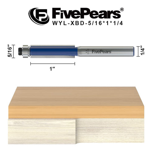 1/4 Inch 5/16 Inch 1 Inch FivePears Flush Trim Router Bits Shank, Cutting Diameter, Cutting Height, Bottom Bearing