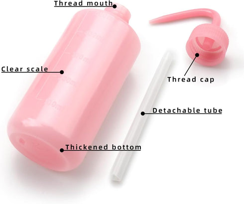 Tattoo Lash Squeeze Bottle, Safety Rinse Bottle, Plastic Squeeze Medical Lab Washing Bottle (Pink & Blue)