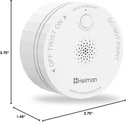 HEIMAN 2034 5th 10-Year 85 Carbon Monoxide Detectors, Nano-Sized Portable CO Alarm Battery Powered, UL Certified