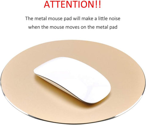 ProElife Premium Aluminum Metal Mouse Pad, Round, 8.66 Inch, Champagne Gold