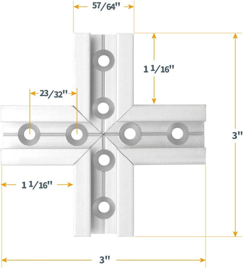 POWERTEC 71415-P2 T-Track Intersection Kit - 2 Sets for 3/8" Mitered T Track with Mounting Hardware