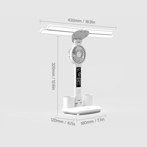 Dimming ZJchao Desk Lamp, LED Desk Lamps with Fans Pen Holder Four Headed Touch Control Stepless Foldable Table Study