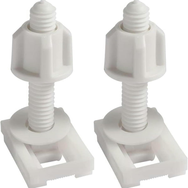 WNHNO 2Pcs White Plastic Toilet Seat Screws and Nuts with Washers, Universal Hinges