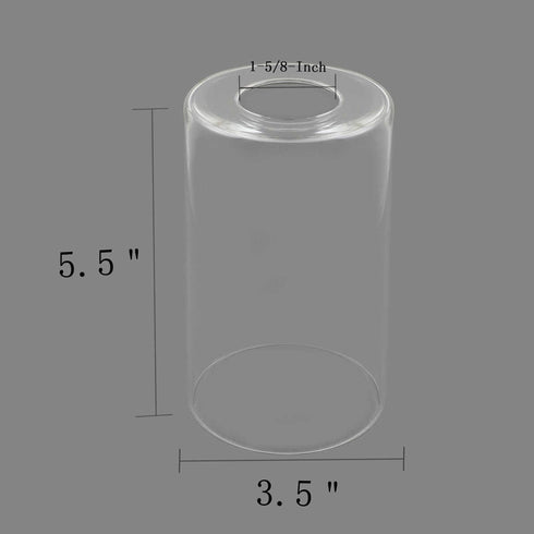 3 Pack 1-5/8-Inch G0072 Clear Glass Shade, Cylinder Light Fixture Replacement Globe or Cover with Fitter for Chandelier