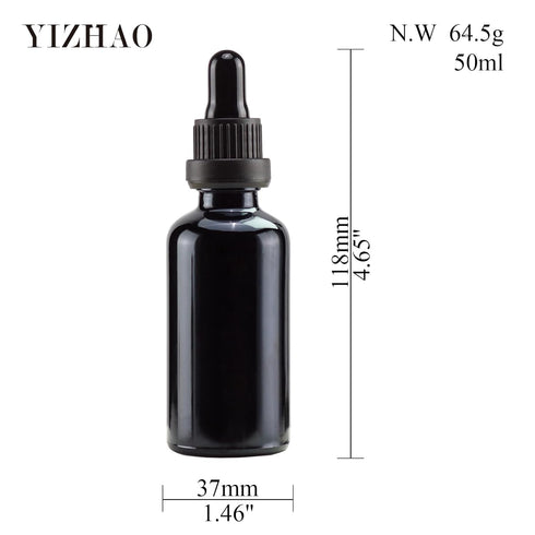 YIZHAO Black Glass Dropper Bottle 2oz, Tincture Bottles with Glass Dropper for Essential Oils, 12 Pcs