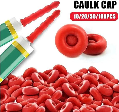 10Pcs Red Caulk Cap, Caulk Saver Cap for Sealing and Preserving Open Caulking Tube, Universal Fit Caulk Tube Latex Sealing Caps Adhesive Caulk