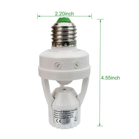 Taigeguang Socket,E26 E27 Bulb (3 Pack) Motion Sensor Light PIR Motion Screw Adapter Indoor Use Only, Auto On Off Night