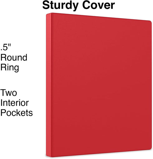 SIMPLY 0.5-Inch 100 Staples Economy Round Ring Non-View Binder, Holds Up to Sheets, Red, Lightweight Binder for Office