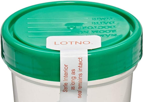 Sterile Specimen Collection Cups, 4 oz/120ml with Graduations, Green Lid (12 Pack)