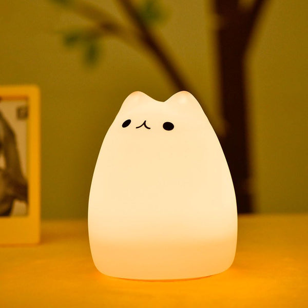 Cat Night Light, USB Rechargeable Silicone Cute Night Light for Kids Baby