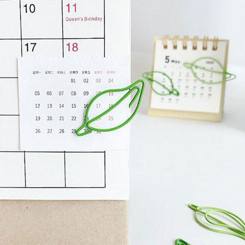 TEHAUX 30pcs Mini Paper Clips, Leaf Paper Clip, Small Stationery Clips, Office Paperclips, Bookmark Clip