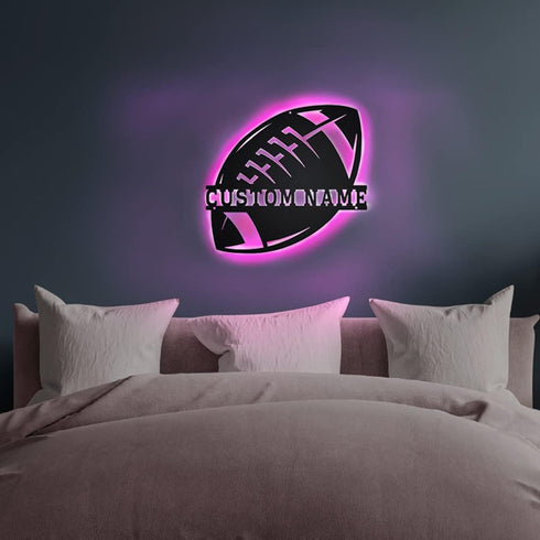 SweetJECCU 16 Personalized Custom Name Football with LED Night Light, Neon Light Wall Sign Colors Changing with Remote