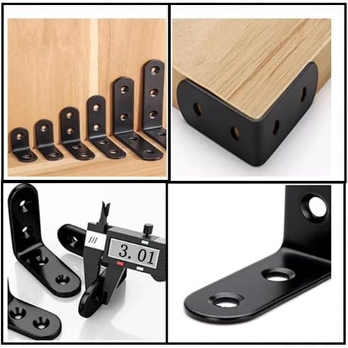 10PCS 90 (65mmX 65mm X20mm) Black Metal Corner Angle Brackets Degree Joint Fastener Flat L-Shape Shelf Support Corner