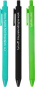 Jxueych 3 Pieces Funny Sarcastic Ballpoint Pens, Black Ink, Gag Gift for Coworkers Boss Adults, Office Accessories