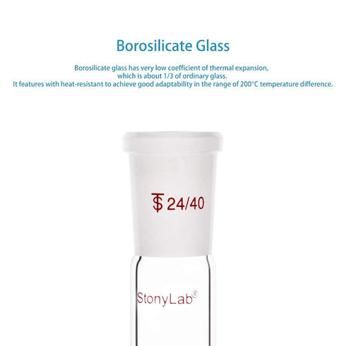 stonylab Glass Connecting Adapter, 90mm from 24/40 Outer Joint to 24/40 Inner Joint for Laboratory Lab Supply