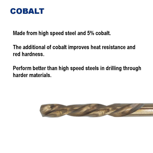 19/64-Inch Cobalt Steel M35 Left Hand Drill Bit, Pack of 3 for Removing Damaged Bolts and Screws