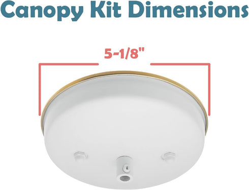 Aspen Creative 21528-21 White,5-1/8 Diameter,11mm Ceiling Canopy Kit with Warm Brass Trim for Chandelier and Pendant