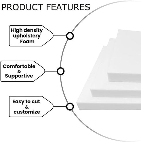 Zanotva Sheet,Custom(2" 59"x14") Square Upholstery High Density Foam White Seat Cushion Replacement for Sofa Couch