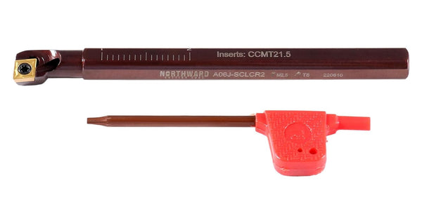 Accusize Industrial Tools Right-Hand Sclcr Coolant Through Indexable Boring Bar - 3/8'' by 4.33'' with CCMT Insert