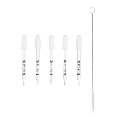 PATIKIL Eye Dropper, 5Pcs 1ml Glass Graduated Pipette with Rubber Cap and Brush for Essential Oils, Lab Experiments,