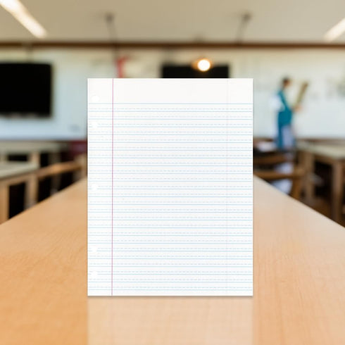 School Smart 85243 Cursive Ruled Notebook Paper, 8 in x 10 1/2 in, Ream of 500, White - 085243