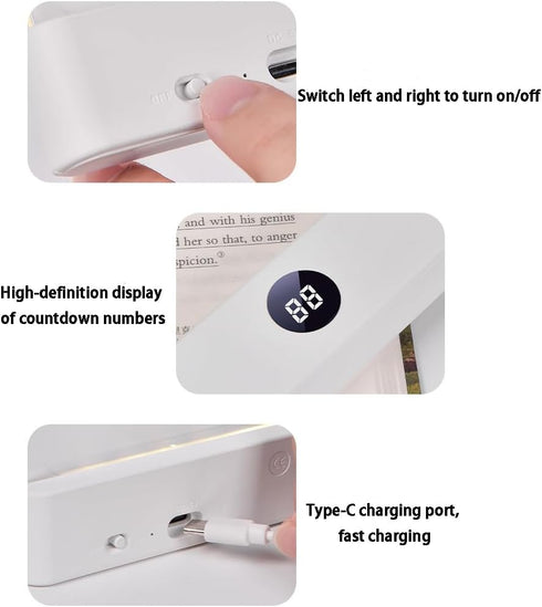 DENEZE 3 White Smart Led Reading Light, Book Light Treasure Box, Rechargeable Clear LED Flat Reading Light with Colors