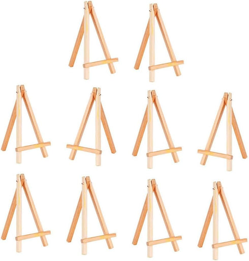 Tofficu 10pcs Wooden Art Easel Tabletop Mini Easel Stand for Home Decoration, Lock and Key Charms, Bamboo Pine