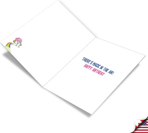 NobleWorks - Unicorns and Rainbows - Funny Magical Animal Birthday Greeting Card with Envelope (Big 8.5 x 11 Inch)