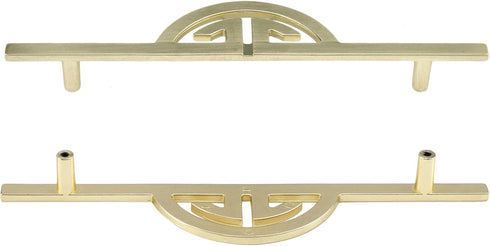 2Pack Brushed Gold Drawer Pulls, Half Moon Zinc Alloy Drop Handle for Kitchen Furniture Wardrobe Cupboard