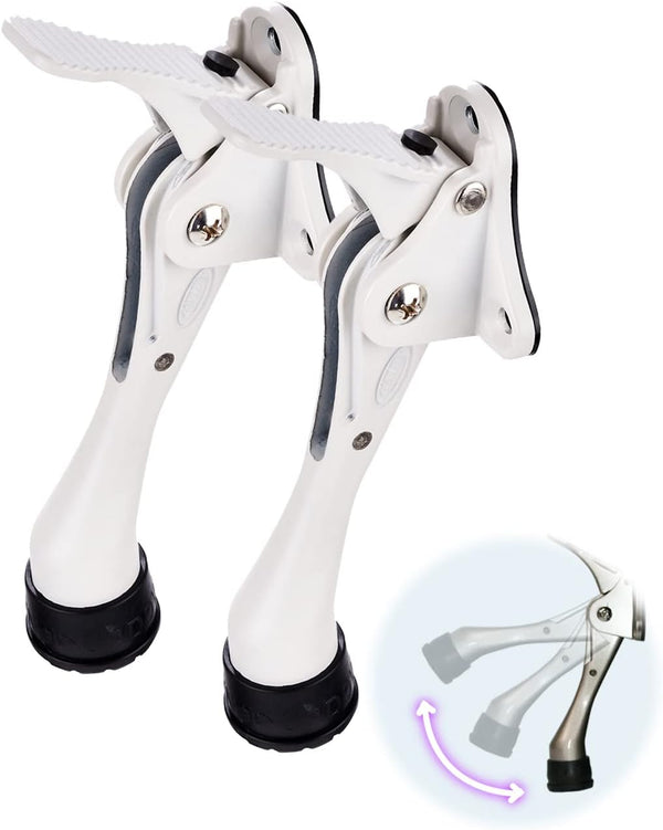 HASHI One Touch Kickdown Door Stopper, Heavy Duty Door Holder with Height-Adjustable Rubber Tips, White 4 inch, 2pack