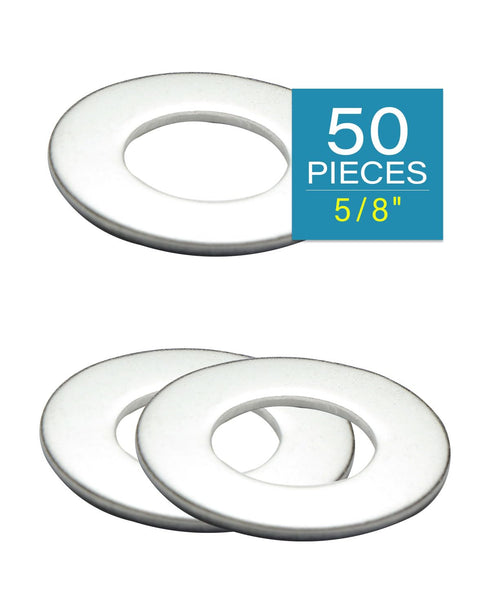 5/8 Inch SAE Flat Washers, Pack of 50, Premium 304 Stainless Steel Washers for Secure Fastening