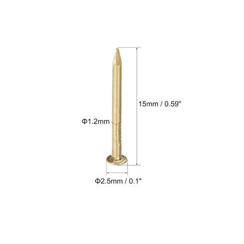 uxcell Small Tiny Brass Nails 1.2x15mm for DIY Decorative Pictures Wooden Boxes Household Accessories 50pcs
